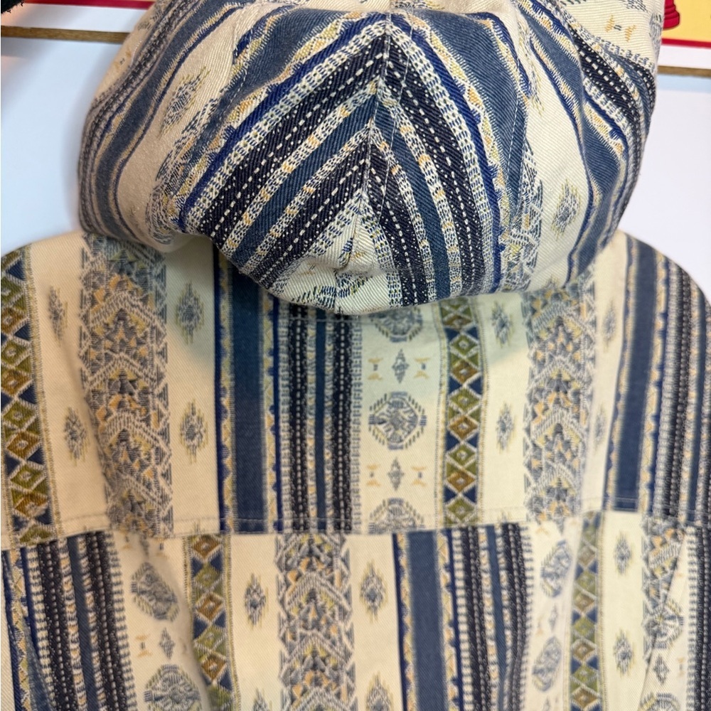 Vintage Tribal Pattern Hooded Cotton Jacket – Boho Southwestern Aztec Style - Picture 4 of 10